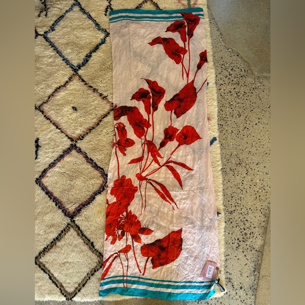 Floral Red and White Scarf